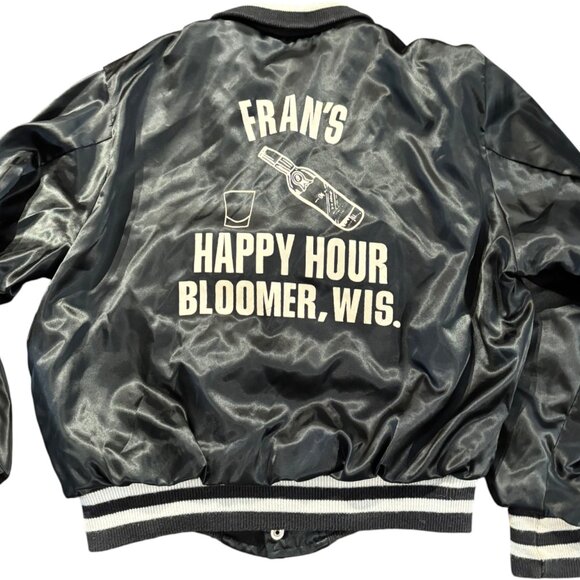 Vintage Empire Satin Varsity Jacket Bomber Fran's Happy Hour Bloomer, Wis sz L - Picture 9 of 10